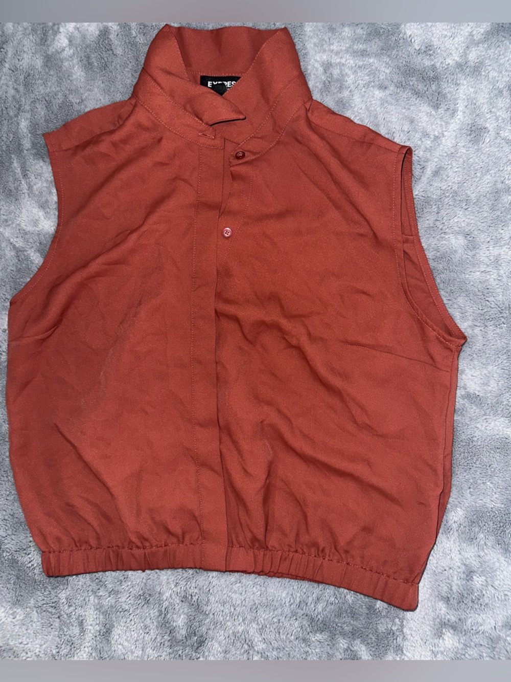 Express Rust Sleeveless Button-Up Top